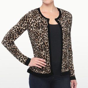 NYDJ Leopard Printed Cardigan Sweater Cheetah Not Your Daughter's Jeans